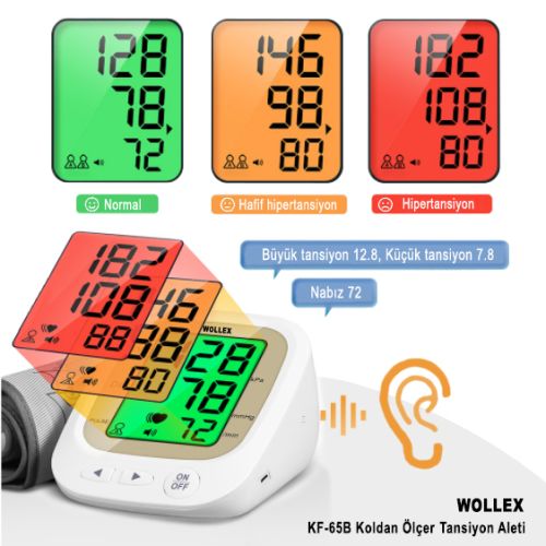 WOLLEX - KF-65B Koldan Ölçer Türkçe Konuşan Tansiyon Aleti 
